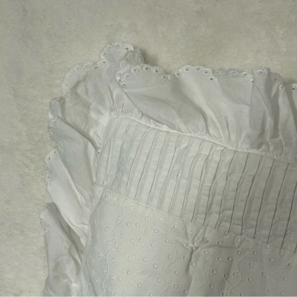 LoveShackFancy Ivory Eyelet Euro Pillow Sham Cover Ruffle Trim Floral 26